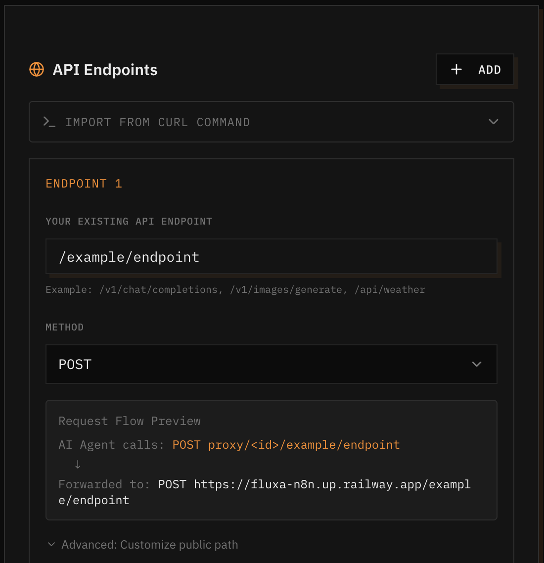 Endpoint path configuration