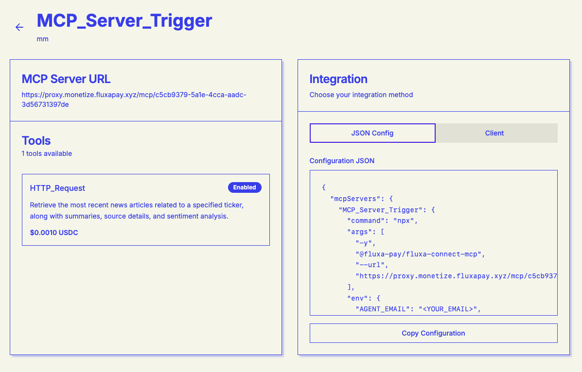 Integration details page