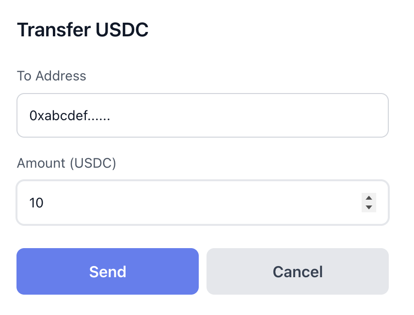 Transfer modal